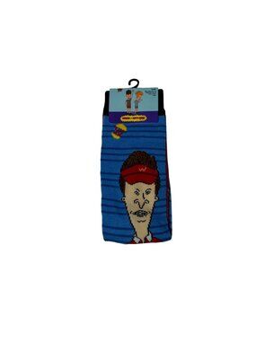 Beavis and Butt-Head Crew Socks Blue Cartoon Novelty One Size Men NWT